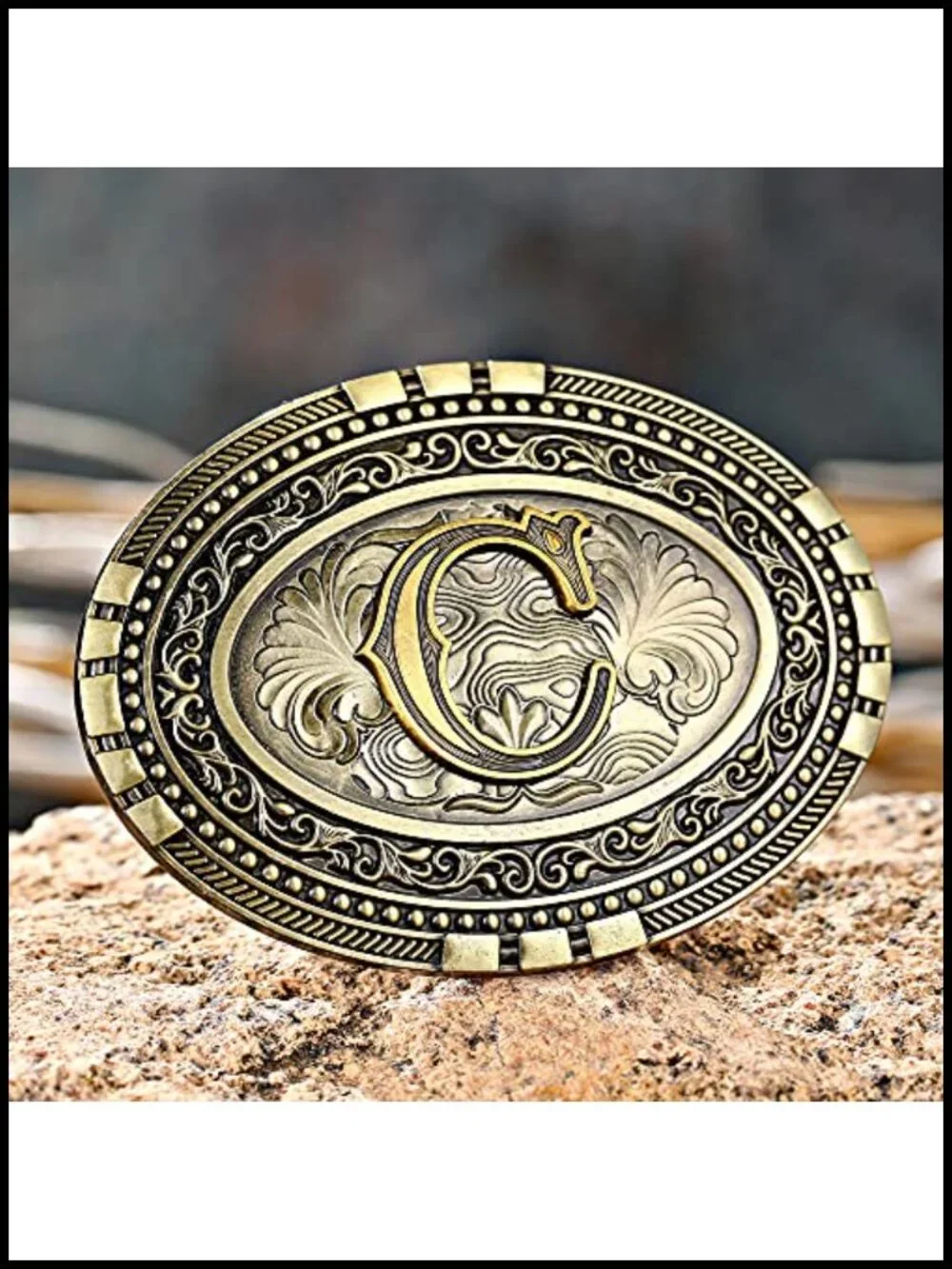 Vintage Celtic Western Cowboy Belt Buckle Initials Zinc Alloy 7.4cm by 9.8cm